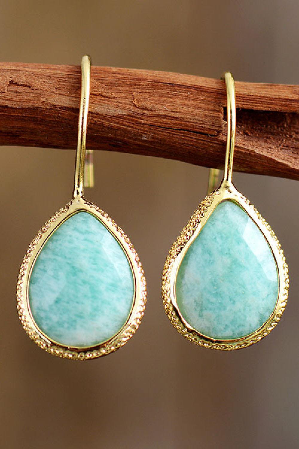 Handmade Natural Stone Teardrop Earrings - Flyclothing LLC