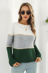 Color Block Horizontal Ribbing Sweater