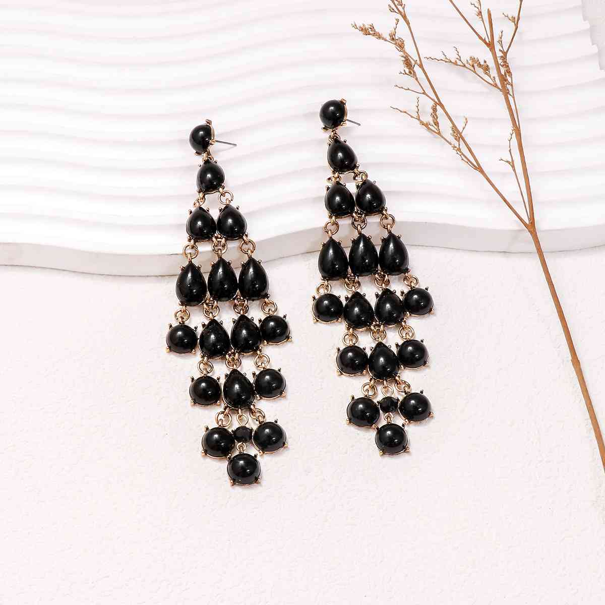 Alloy & Rhinestone Teardrop Earrings - Flyclothing LLC