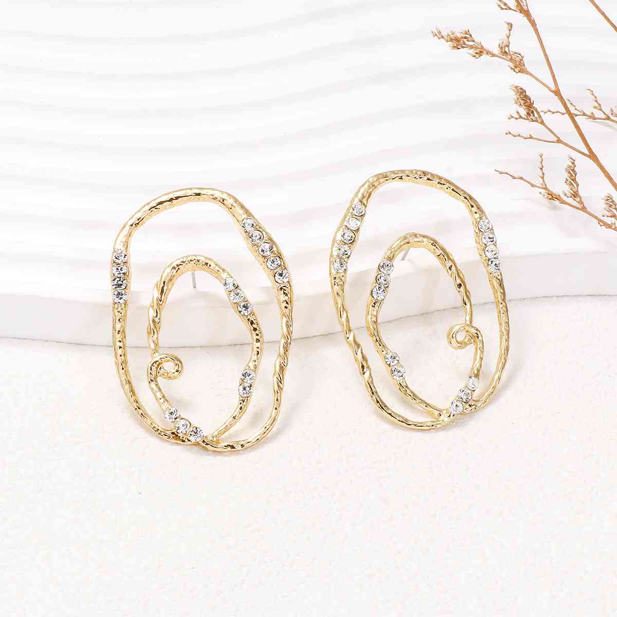 Alloy & Rhinestone Geometric Earrings - Flyclothing LLC