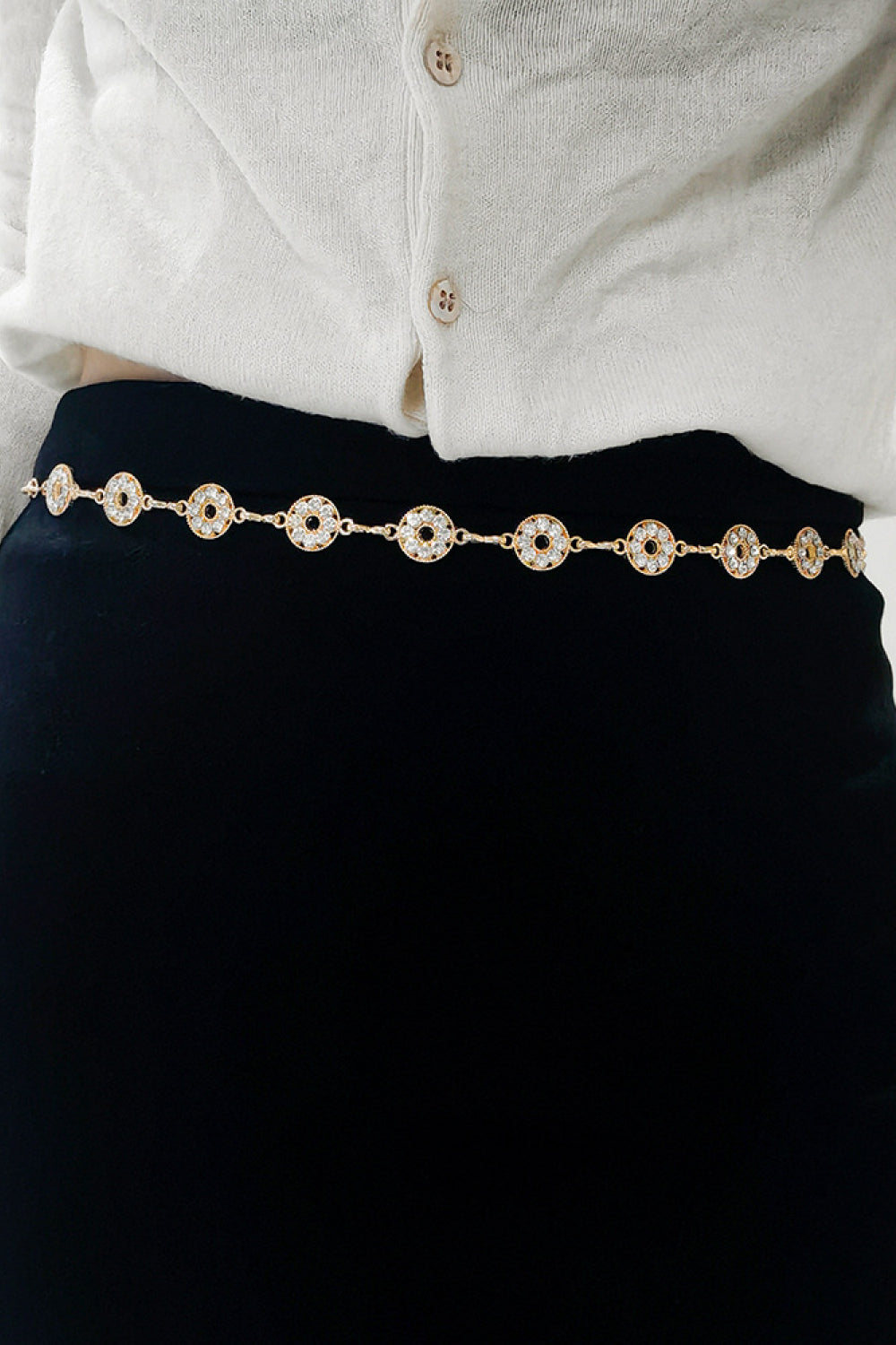 Rhinestone Decor Zinc Alloy Belt - Flyclothing LLC