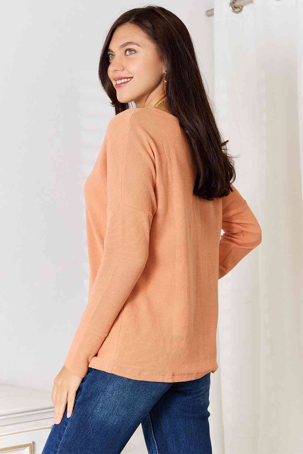 Basic Bae Half Button Long Sleeve Top - Flyclothing LLC