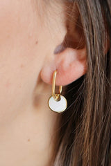 Copper White Mother-Of-Pearl Drop Earrings - Trendsi