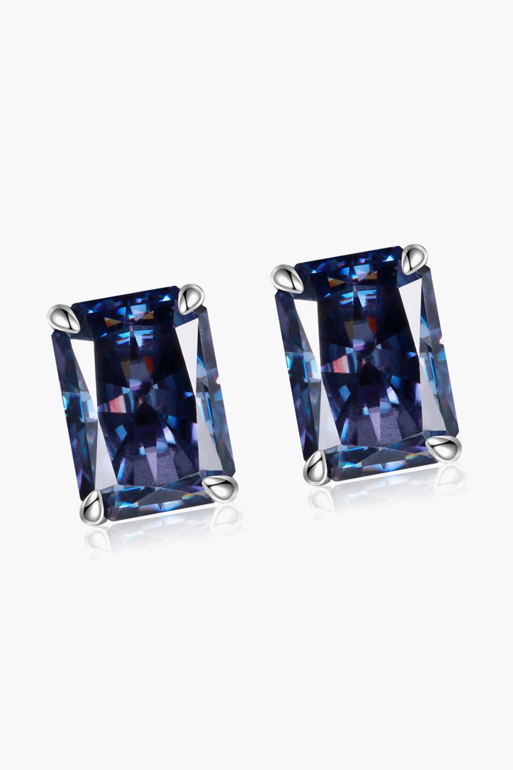 2 Carat Rectangle Moissanite 4-Prong Stud Earrings - Flyclothing LLC