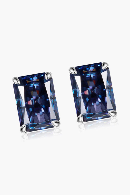 2 Carat Rectangle Moissanite 4-Prong Stud Earrings - Trendsi