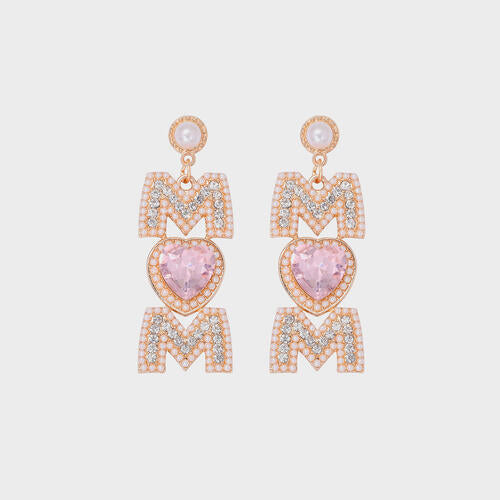 MOM Pearl Rhinestone Alloy Earrings - Flyclothing LLC