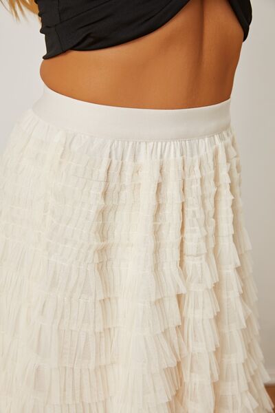 Ruched High Waist Tiered Skirt - Flyclothing LLC