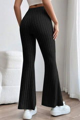 Basic Bae Full Size Ribbed High Waist Flare Pants - Flyclothing LLC