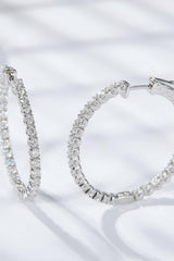 Inlaid Moissanite 925 Sterling Silver Hoop Earrings - Flyclothing LLC