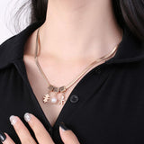 Synthetic Pearl Stainless Steel Necklace - Flyclothing LLC