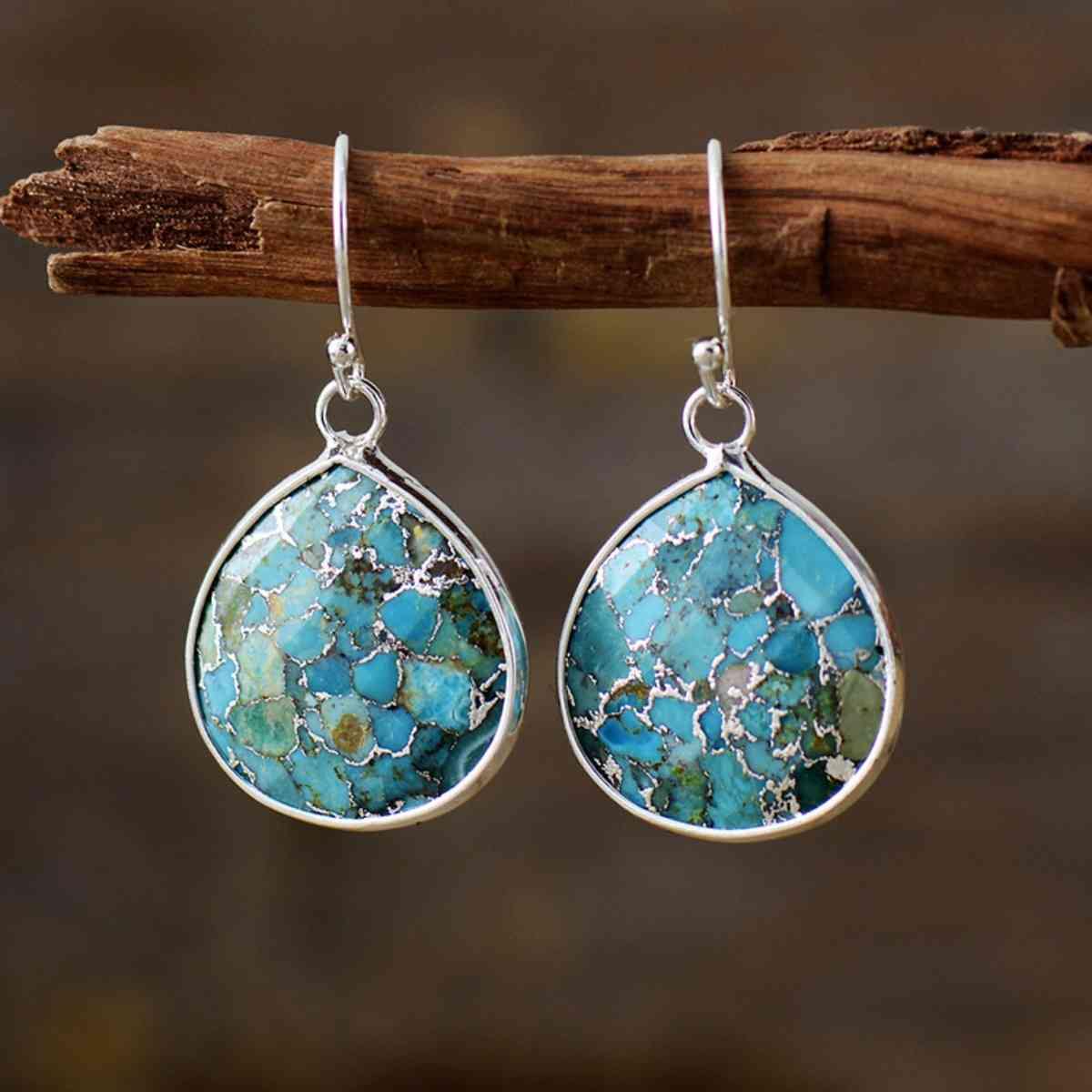 Natural Stone Teardrop Earrings - Flyclothing LLC