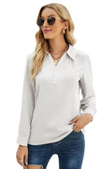 Swiss Dot Johnny Collar Blouse - Flyclothing LLC