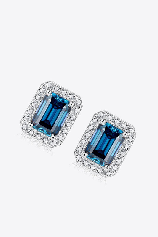 2 Carat Moissanite Stud Earrings in Indigo - Trendsi