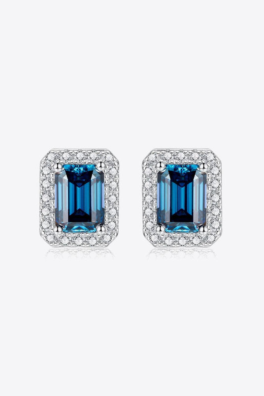 2 Carat Moissanite Stud Earrings in Indigo - Trendsi