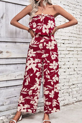 Floral Strapless Wide Leg Jumpsuit - Flyclothing LLC