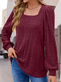 Square Neck Long Sleeve Top - Flyclothing LLC