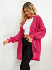 Open Front Dropped Shoulder Cardigan - Flyclothing LLC