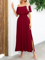 Off-Shoulder Slit Maxi Dress - Flyclothing LLC