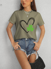 Heart Lucky Clover Short Sleeve T-Shirt - Flyclothing LLC