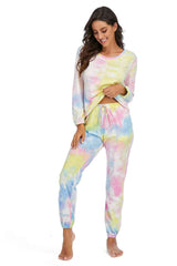 Tie-Dye Top and Drawstring Pants Lounge Set - Flyclothing LLC