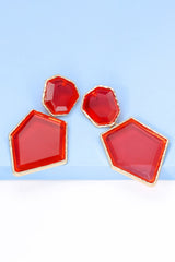 Geometrical Shape Zinc Alloy Frame Resin Dangle Earrings - Flyclothing LLC