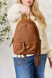 SHOMICO PU Leather Woven Backpack - Flyclothing LLC