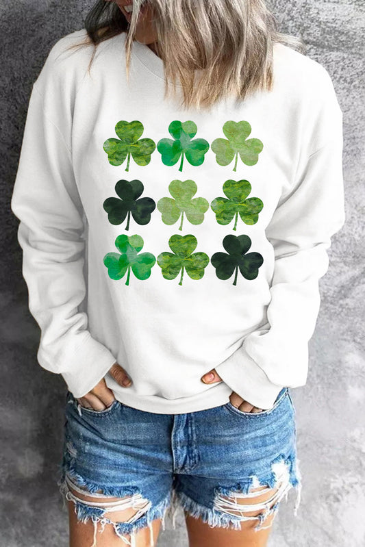 Lucky Clover Round Neck Dropped Shoulder Sweatshirt - Flyclothing LLC