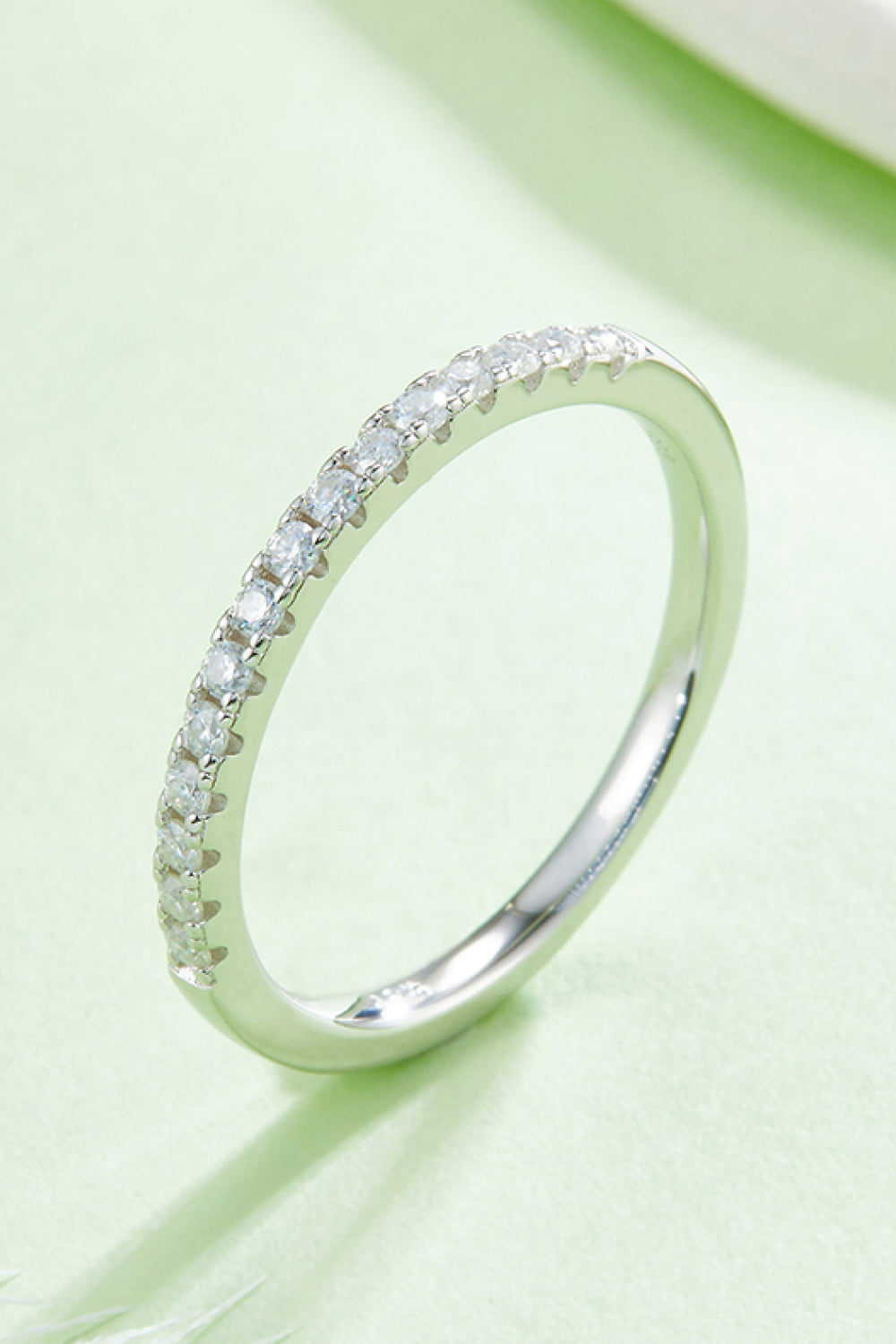 Moissanite Platinum-Plated Half-Eternity Ring - Flyclothing LLC