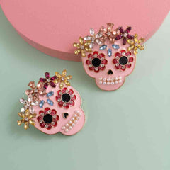 Skull Rhinestone Alloy Earrings - Flyclothing LLC