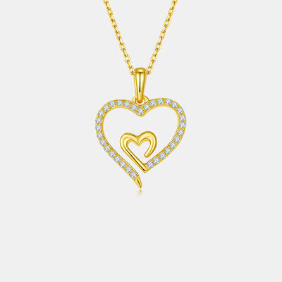 Moissanite 925 Sterling Silver Heart Pendant Necklace - Flyclothing LLC