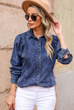 Button Up Collared Neck Denim Top - Flyclothing LLC