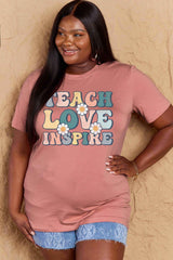 Simply Love Full Size TEACH LOVE INSPIRE Graphic Cotton T-Shirt - Flyclothing LLC