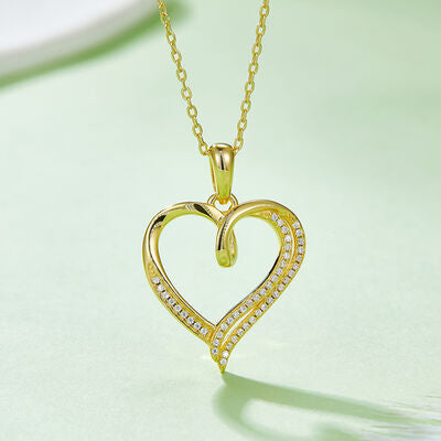 Moissanite 925 Sterling Silver Heart Shape Necklace - Flyclothing LLC