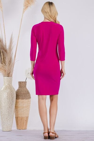 Celeste Full Size Round Neck Long Sleeve Slim Dress - Trendsi