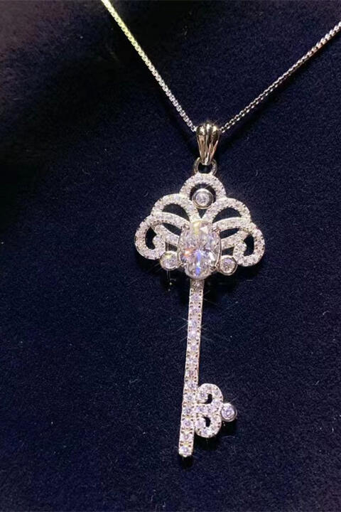 1 Carat Moissanite Key Pendant Necklace - Flyclothing LLC