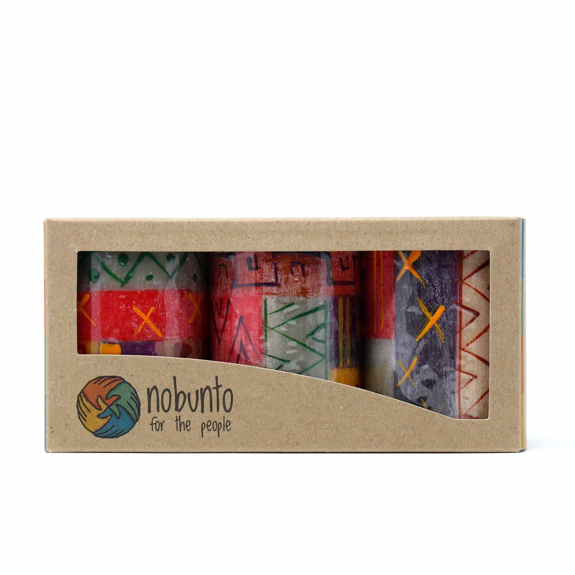 Set of Three Boxed Hand-Painted Candles - Indaeuko Design - Nobunto - Flyclothing LLC