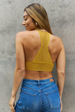 Leto Ribbed Lace Boho Racerback Bralette in Straw - Trendsi