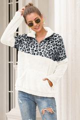 Two-Tone Zip-Up Turtle Neck Dropped Shoulder Sweatshirt - Flyclothing LLC