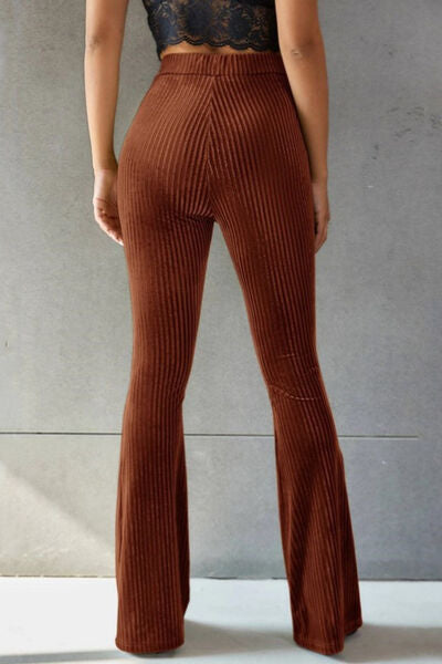 Ribbed High Waist Flare Pants - Flyclothing LLC