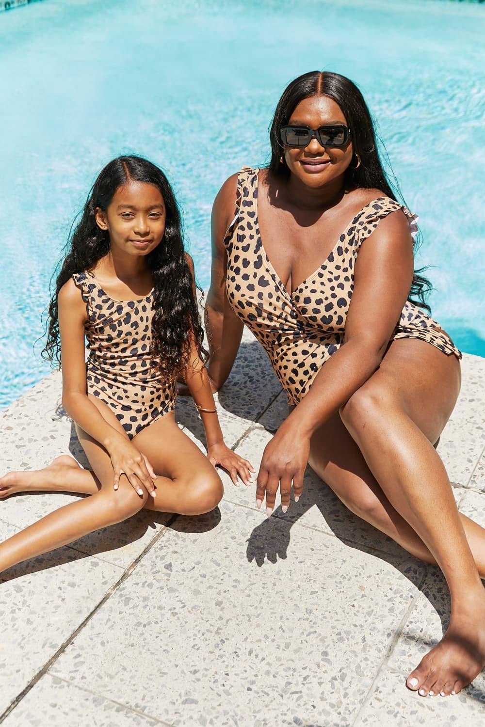 Marina West Swim Full Size Float On Ruffle Faux Wrap One-Piece in Leopard - Flyclothing LLC