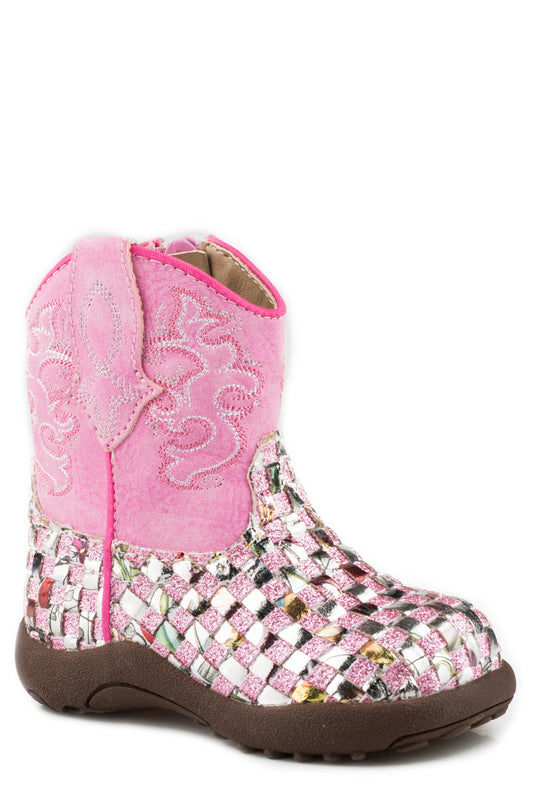 Roper Infant Girls Pink Multicolor Glitter Cowbaby