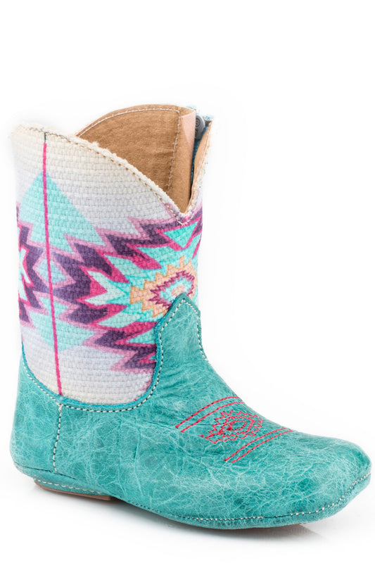 Roper Infant Girls Turquoise Vamp With Printed Aztec On Shaft