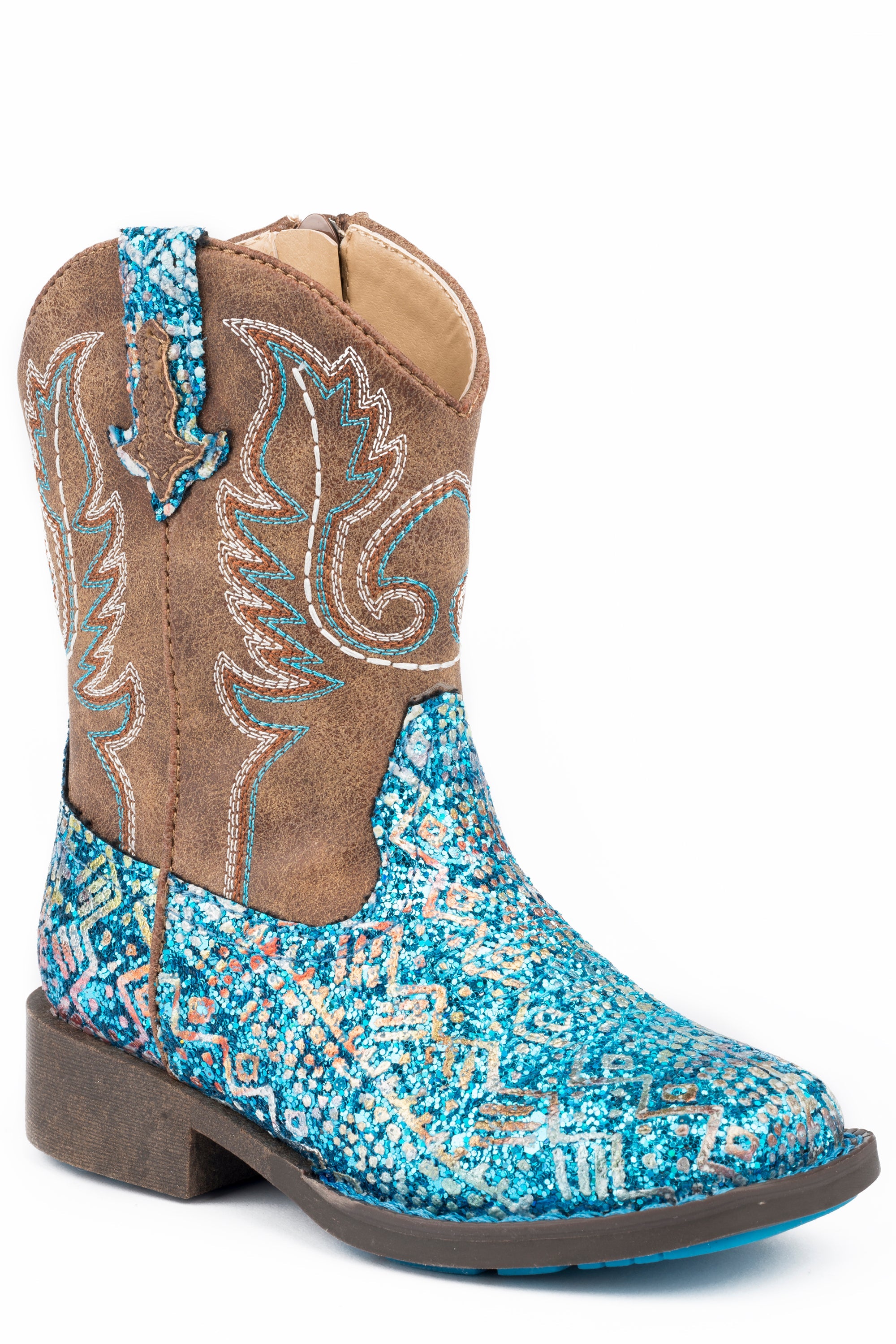 Roper Girls Toddler Blue Southwest Glitter