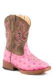 Roper Girls Toddler Pink Faux Ostrich With Brown