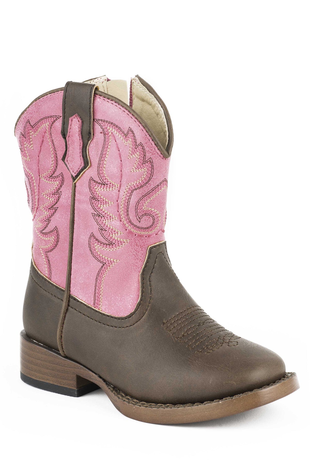 Roper Girls Toddler Brown And Pink Faux Leather