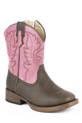 Roper Girls Toddler Brown And Pink Faux Leather