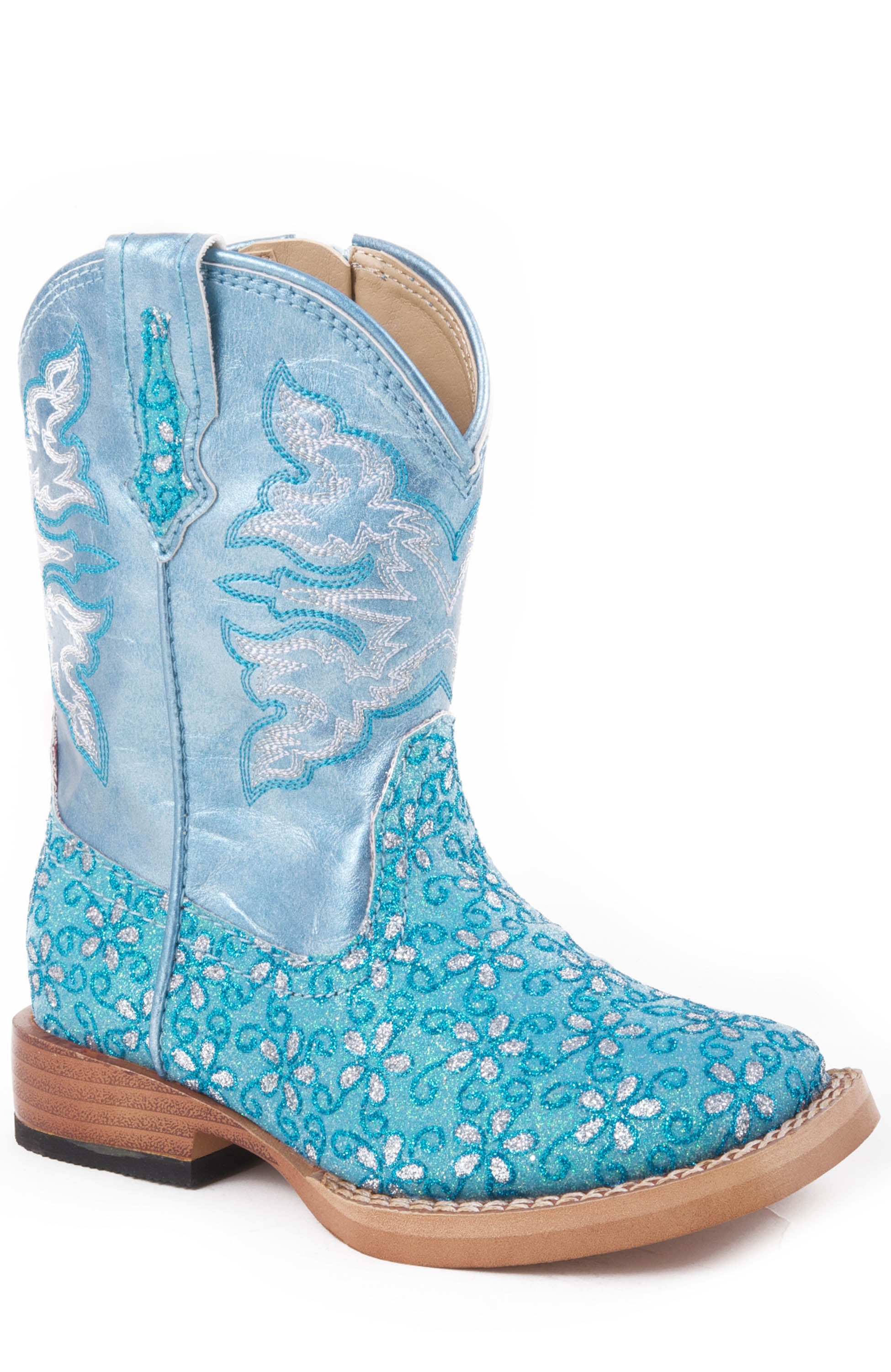 Roper Girls Toddler Turquoise Floral Glitter - Roper