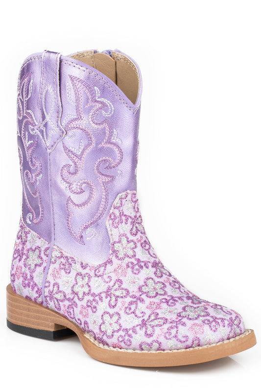 Roper Girls Toddler Purple Floral Glitter With Metallic Vamp