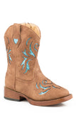 Roper Girls Toddler Tan With Turquoise Glitter Underlay