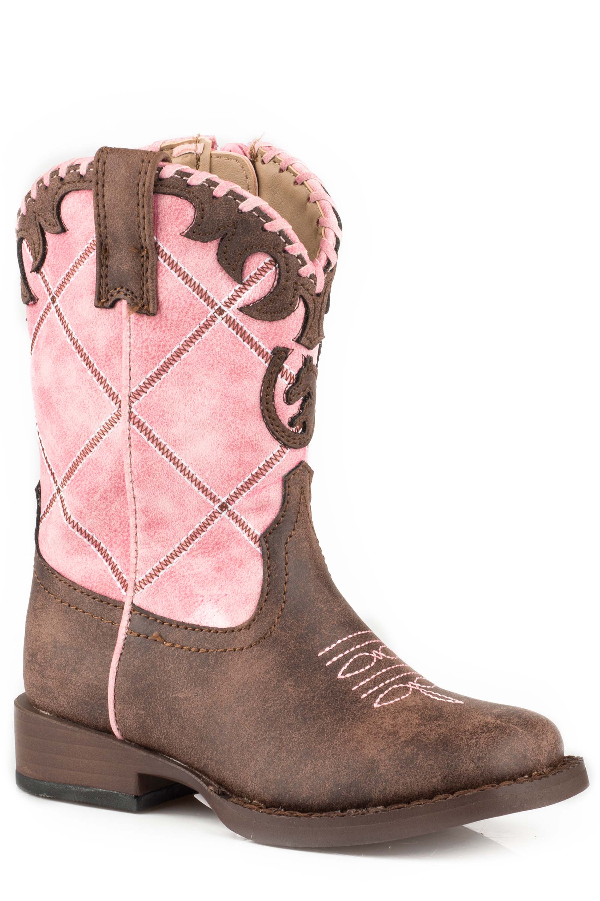 Roper Girls Toddler Brown With Pink Diamond Embroidery - Roper